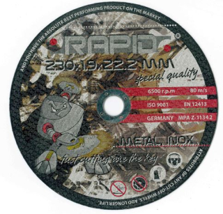 Rezný kotúč na železo 230x1.9x22.2mm - RAPID M08255