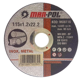 Rezný kotúč na železo 115x1.2x22.2mm - MAR-POL M08110