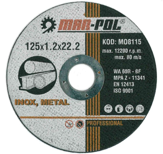 Rezný kotúč na železo 125x1.2x22.2mm - MAR-POL M08115