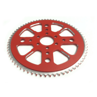 Rozeta CNC Alu pre minibike 72 zubov - červená (tund127)