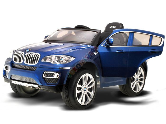 JOKO Elektrické autíčko BMW X6 Luxury, LAK, 12V, Čalúnené sedadlo, 2,4 GHz Dialkové ovládanie, FM rádio, SD karta, 2 X MOTOR, Modrý, ORGINAL licencia
