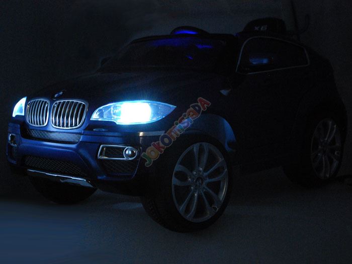JOKO Elektrické autíčko BMW X6 Luxury, LAK, 12V, Čalúnené sedadlo, 2,4 GHz Dialkové ovládanie, FM rádio, SD karta, 2 X MOTOR, Modrý, ORGINAL licencia