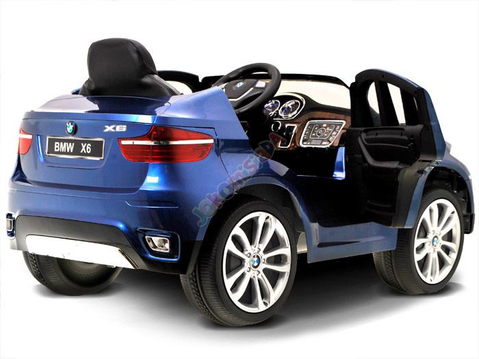 JOKO Elektrické autíčko BMW X6 Luxury, LAK, 12V, Čalúnené sedadlo, 2,4 GHz Dialkové ovládanie, FM rádio, SD karta, 2 X MOTOR, Modrý, ORGINAL licencia
