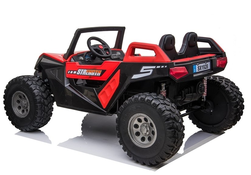 LeanToys Elektrické autíčko SX1928 4x4 24V - červené, 4x45W, EVA kolesá, LED svetlá, MP3