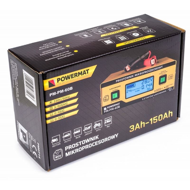 Mikroprocesorová nabíjačka autobatérii 6/24V - POWERMAT PM-PM-60B použitá