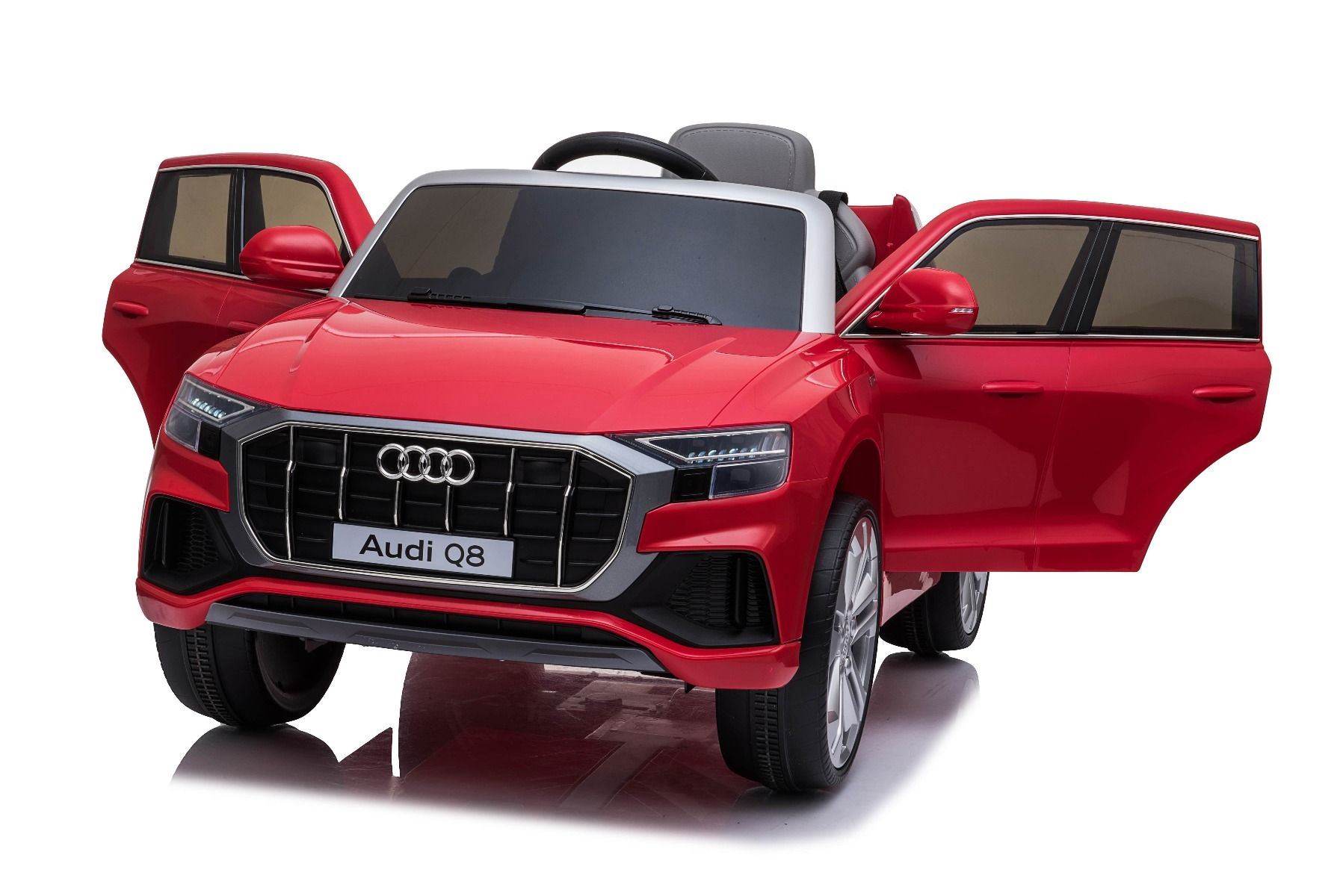 Elektrické autíčko Audi Q8, 12V, 2,4 GHz dialkové ovládanie, USB / SD Vstup, LED svetlá, 12V batéria, mäkké EVA kolesá, 2 X MOTOR, červené, ORIGINÁL licencia