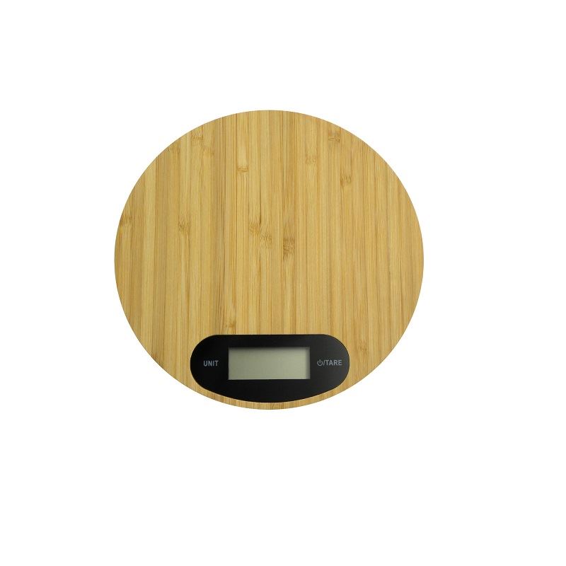 Bambusová okrúhla kuchynská váha 5kg, LCD, 18.5x18.5cm - GEKO GH03003