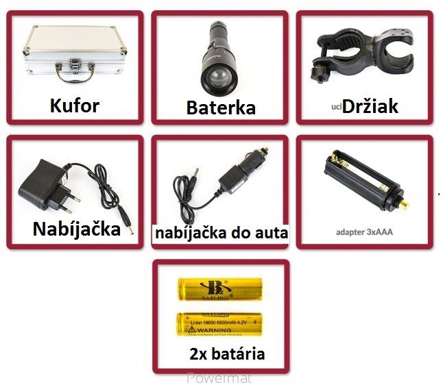Baterka LED CREE XPG T6-18D-58 + kufor