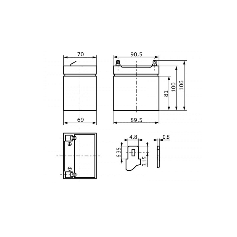 Baterie 12V/4.5Ah AGM12C-0004.5 - ROTEK BAT001
