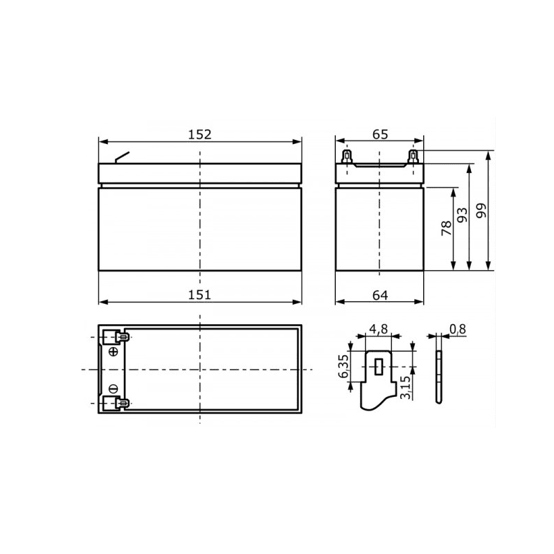 Baterie 12V/7Ah AGM12C-0007 - ROTEK BAT047