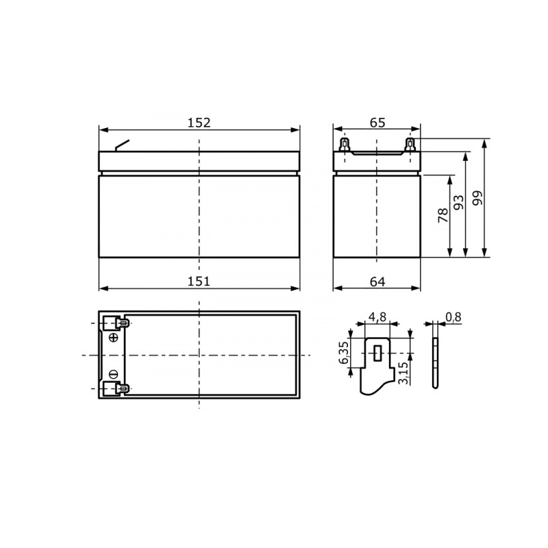 Baterie 12V/9Ah AGM12C-0009 - ROTEK BAT057