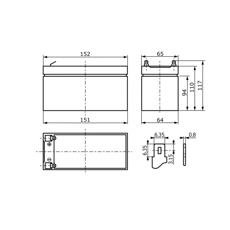 Baterie 12V10Ah AGM12C-0010B - ROTEK BAT007