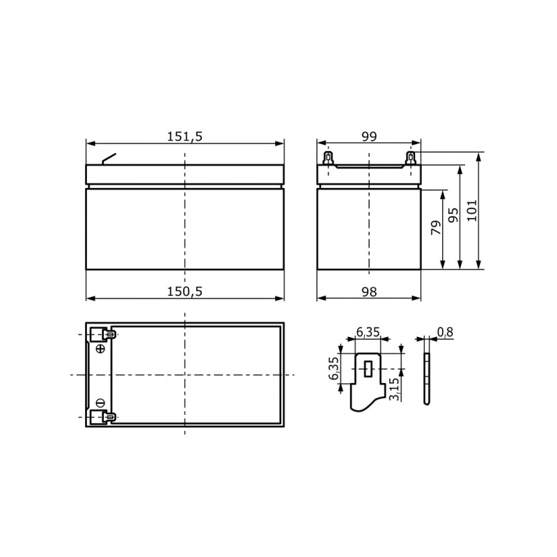 Baterie 12V/12Ah AGM12C-0012 - ROTEK BAT037