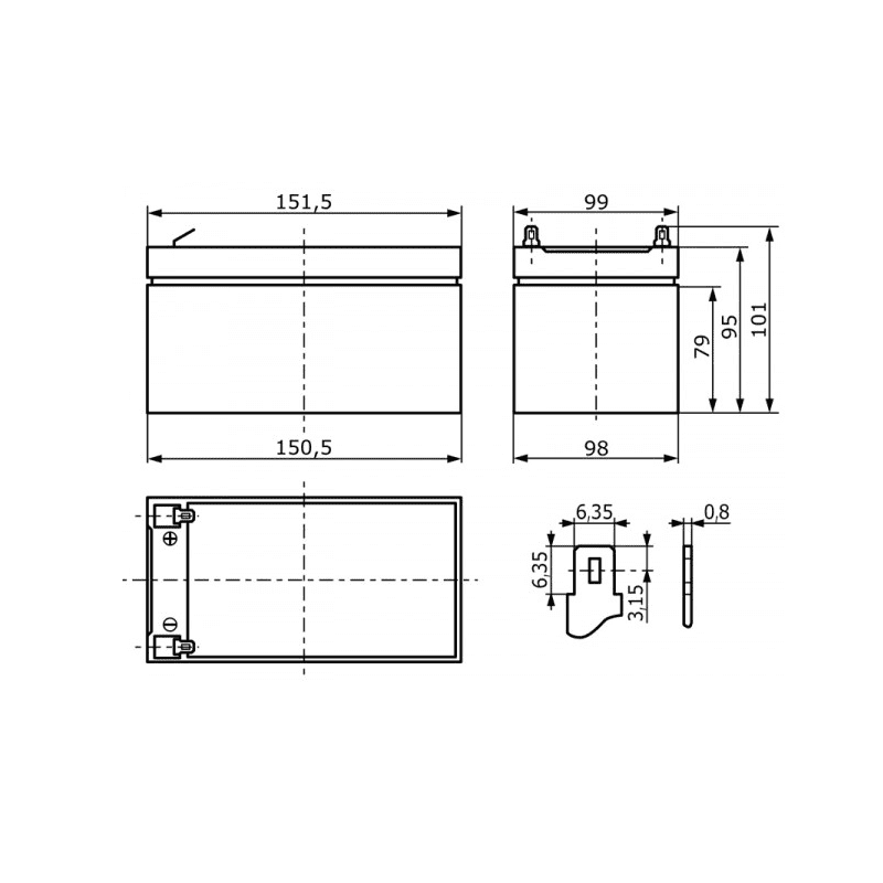 Baterie 12V/14Ah AGM12C-0014 - ROTEK BAT008