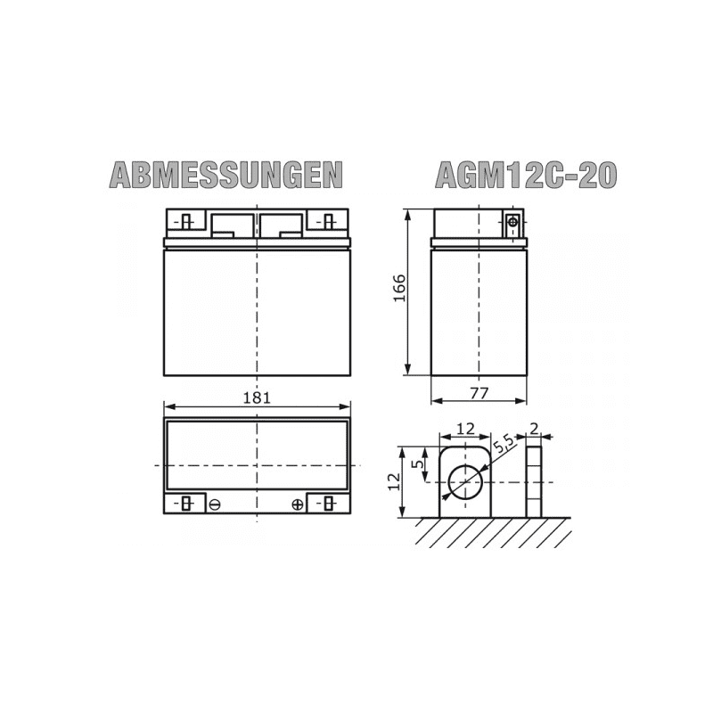 Baterie 12V/20Ah AGM12C-0020 - ROTEK BAT003