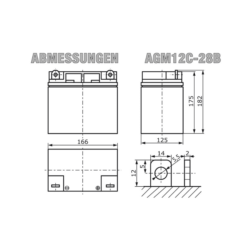 Baterie 12V/28Ah AGM12C-28 B - ROTEK BAT052