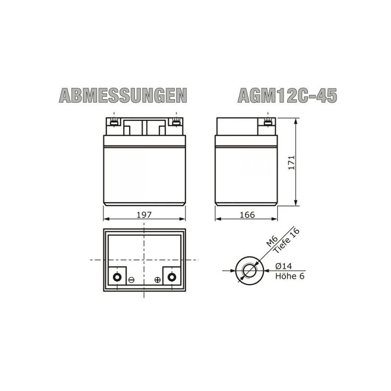 Baterie 12V/45Ah AGM12C-0045 - ROTEK BAT020