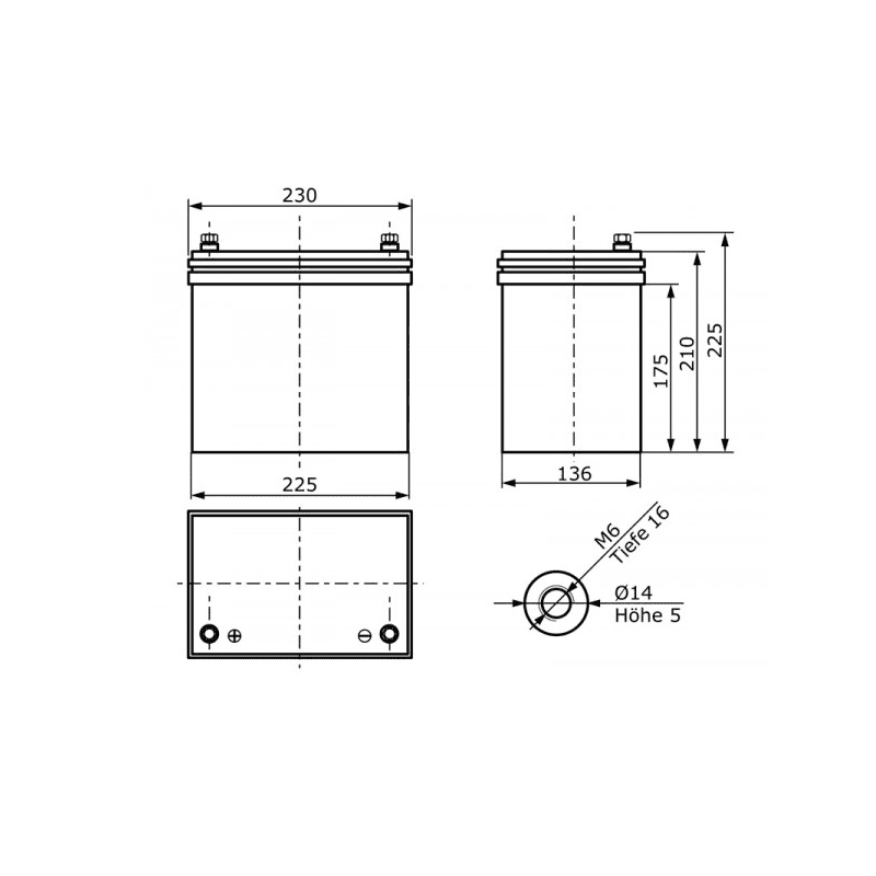 Baterie 12V/55Ah AGM12C-0055 - ROTEK BAT010