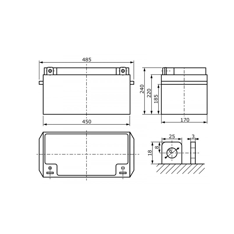 Baterie 12V/150Ah AGM12C-0150 - ROTEK BAT055