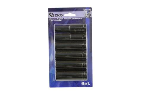Sada úderových dlhých nadstavcov 1/2" 10-21mm 6ks - GEKO G10500