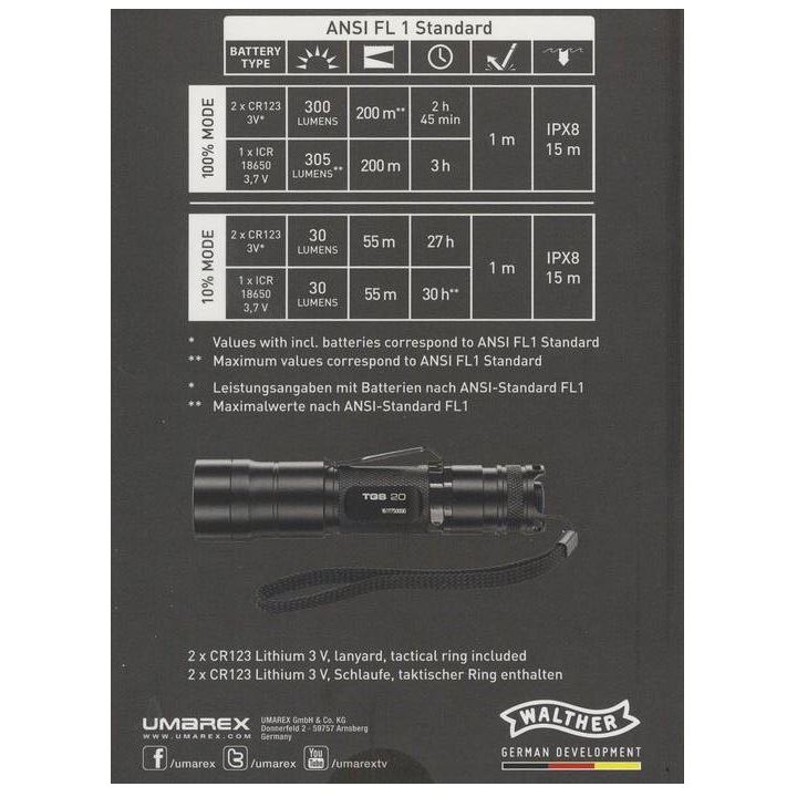 Baterka taktická Umarex WALTHER TGS 20