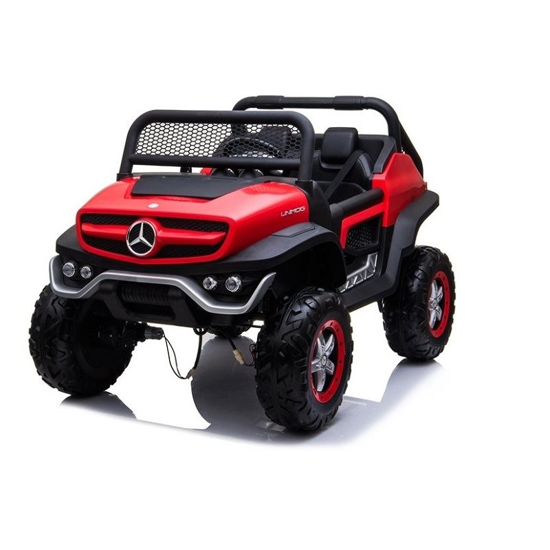 LeanToys l3968 Elektrické autíčko Mercedes Unimog, 4x4, 12V, 2,4 GHz dialkové ovládanie, otváravé dvere, červená
