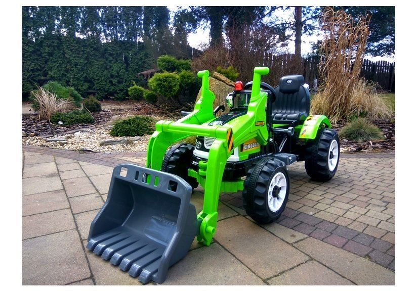 LeanToys Elektrický traktor s lyžicou pre deti - zelený, 2x45W L2033