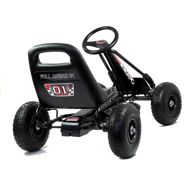 Šľapacia motokára na pedály Formula s voľnobehom, nafukovacie kolesá, čierna