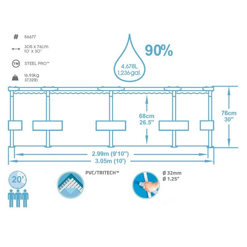 Bestway Steel Pro 305 x 76cm, 56677
