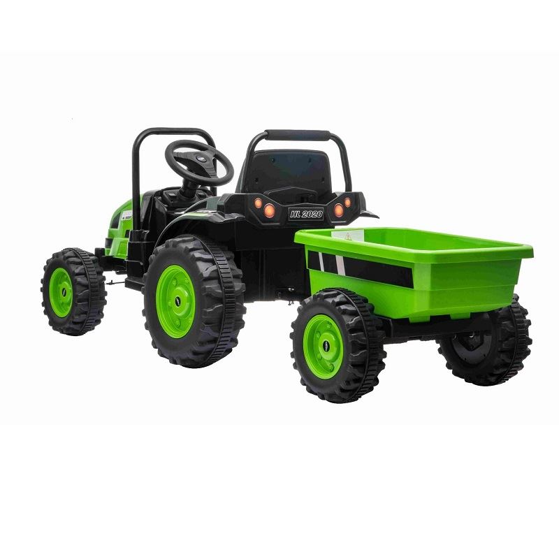 Elektrický Traktor POWER s vlečkou, zelený, Pohon zadných kolies, 12V batéria
