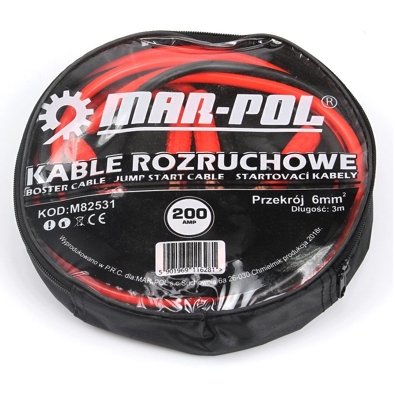 Štartovacie káble 200A 6mm 2x3m - MAR-POL M82531