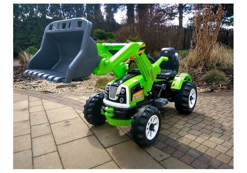 LeanToys Elektrický traktor s lyžicou pre deti - zelený, 2x45W L2033