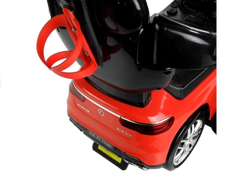 LeanToys L3926 odrážadlo Mercedes GLE 63 so strieškou a chodítkom pre deti - červené, kožené sedadlo