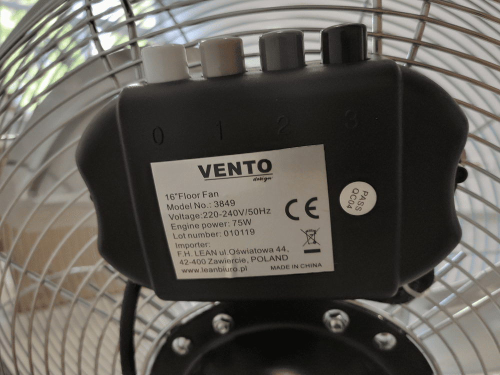 Podlahový ventilátor Chrome Vento 40cm 75W