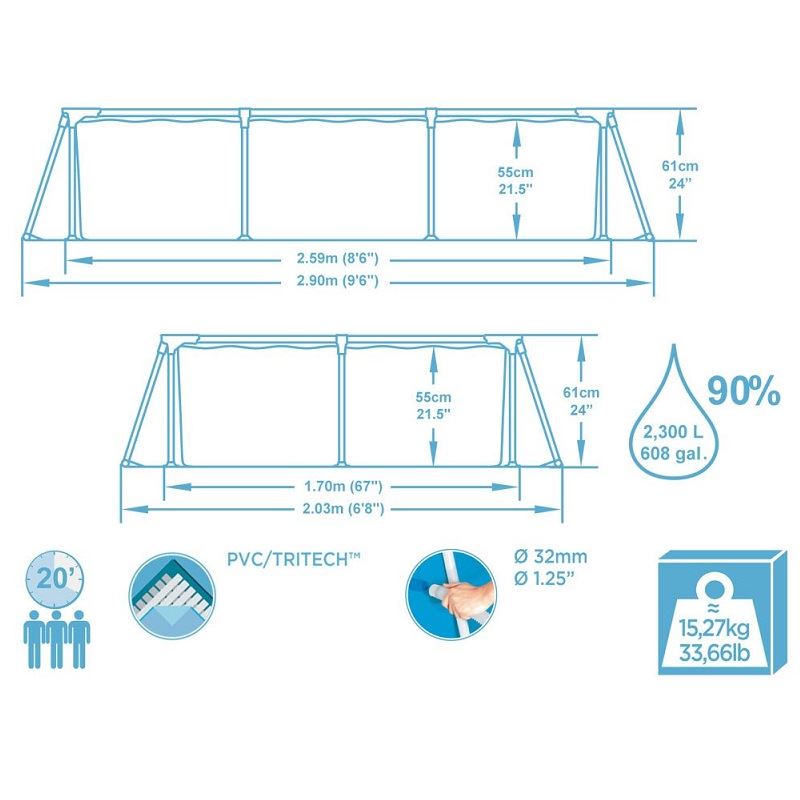 Bestway Steel Pro Frame 259 x 170 x 61cm, 56403