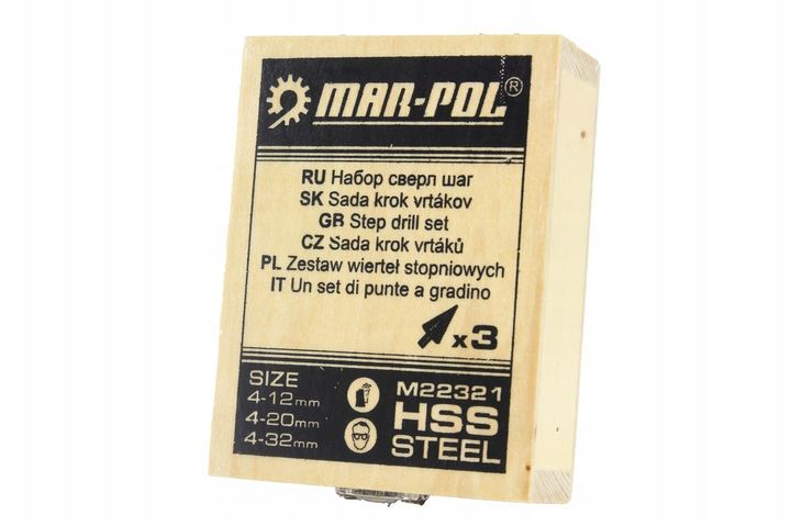 Postupný stupňovitý vrták 3ks - MAR-POL M22321