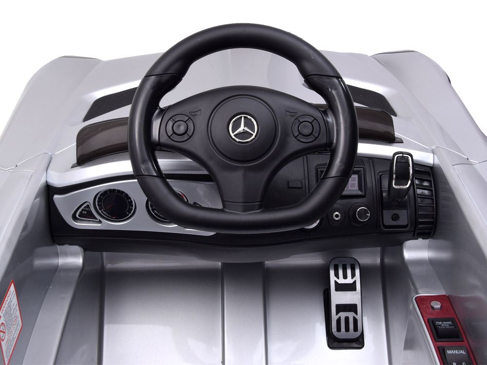 Joko Elektrické autíčko Mercedes SLR, lakované, penové kolesá, MP3, strieborné