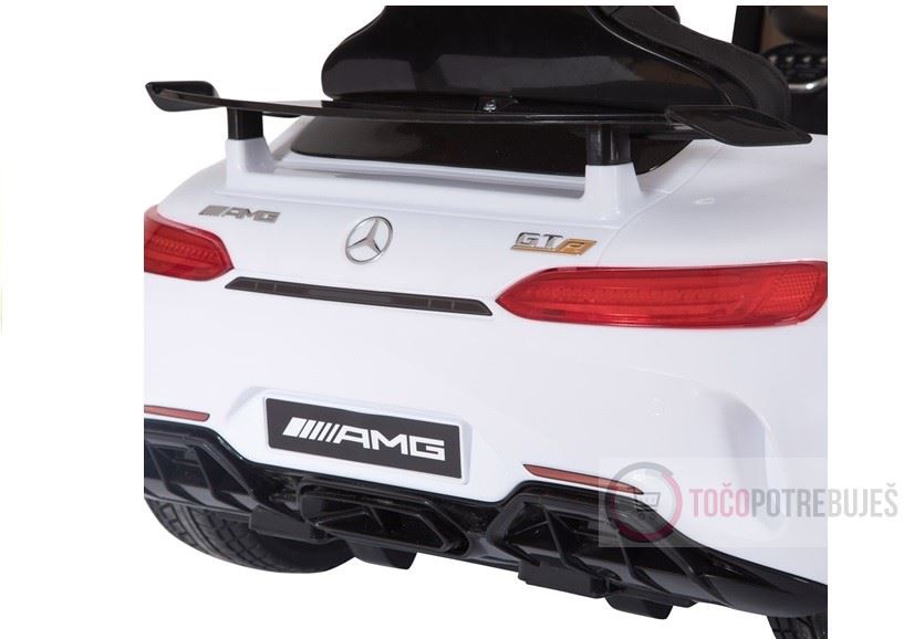 LeanToys l2886 Elektrické autíčko Mercedes-Benz GTR, 12V, 2,4 GHz dialkové ovládanie, otváravé dvere, biela
