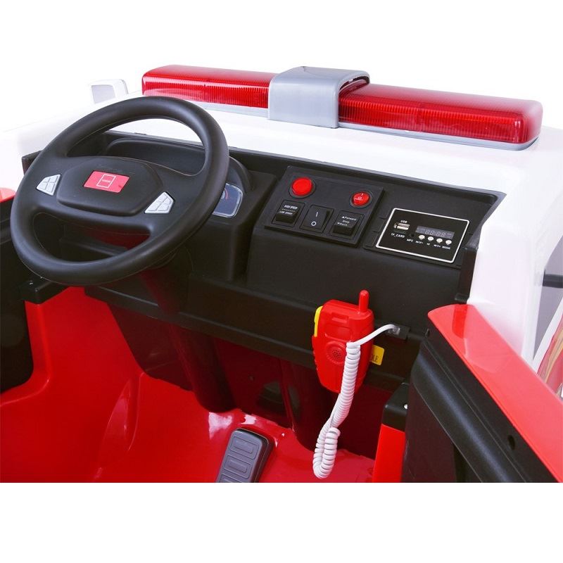 Joko Elektrické autíčko Hasičské auto, penové kolesá, diaľkové ovládanie, striekacia pištoľ, červené PA0197