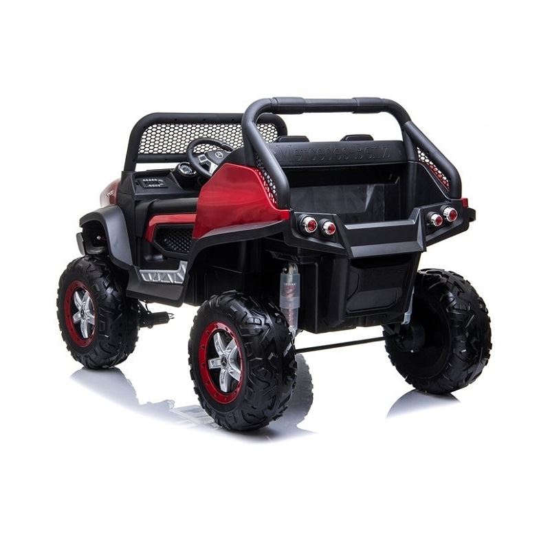 LeanToys l3968 Elektrické autíčko Mercedes Unimog, 4x4, 12V, 2,4 GHz dialkové ovládanie, otváravé dvere, červená