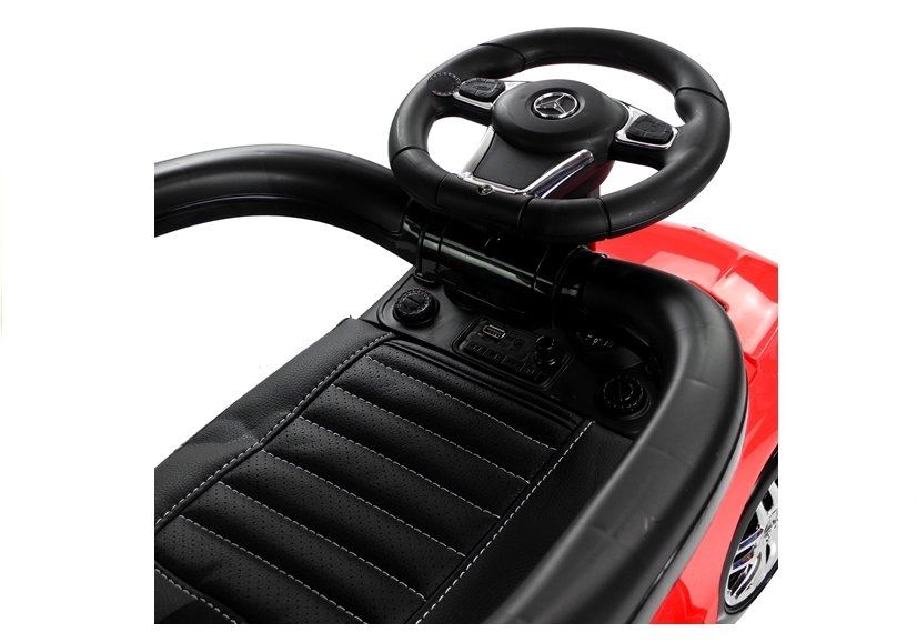 LeanToys L3926 odrážadlo Mercedes GLE 63 so strieškou a chodítkom pre deti - červené, kožené sedadlo