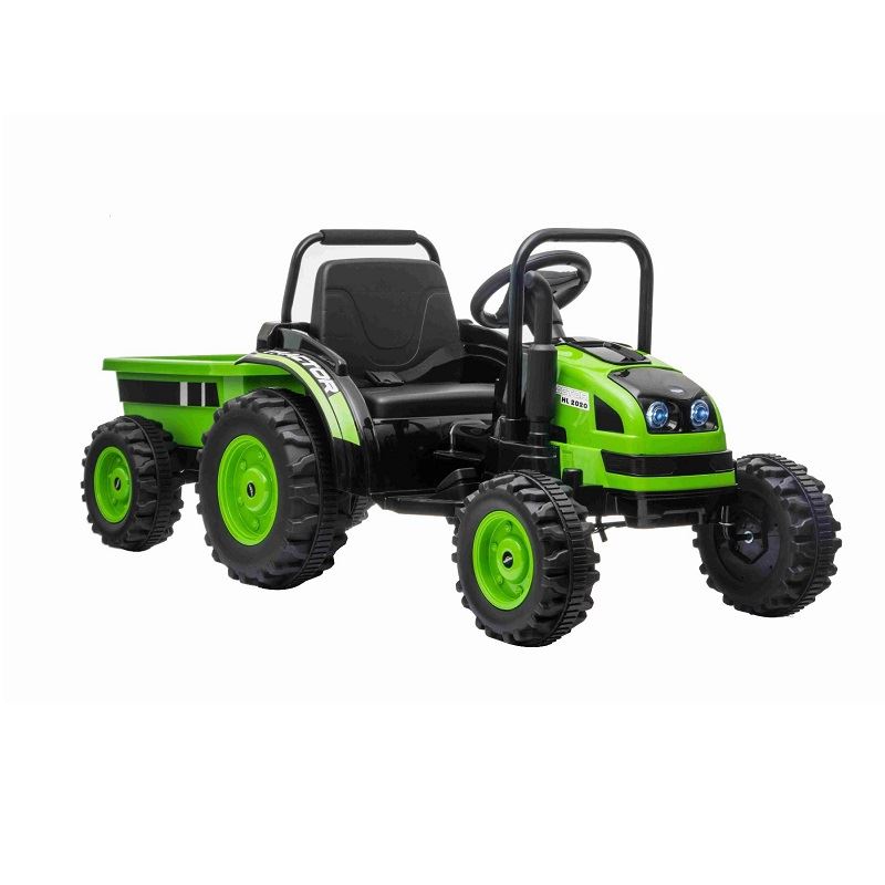 Elektrický Traktor POWER s vlečkou, zelený, Pohon zadných kolies, 12V batéria