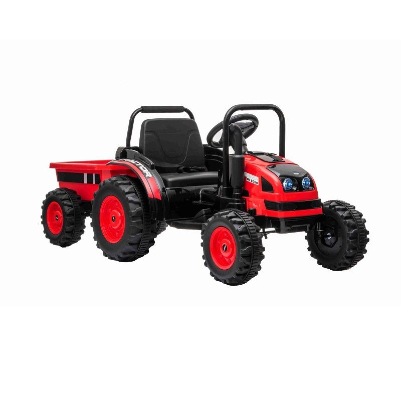 Elektrický Traktor POWER s vlečkou, červený, Pohon zadných kolies, 12V batéria