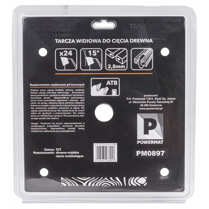 Kotúč na drevo TDD-255x30x24Z - POWERMAT PM0897