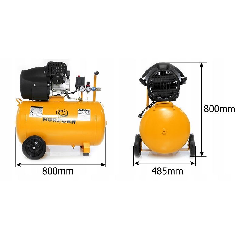 Olejový kompresor dvojvalcový 100L 3HP - HURAGAN M88003