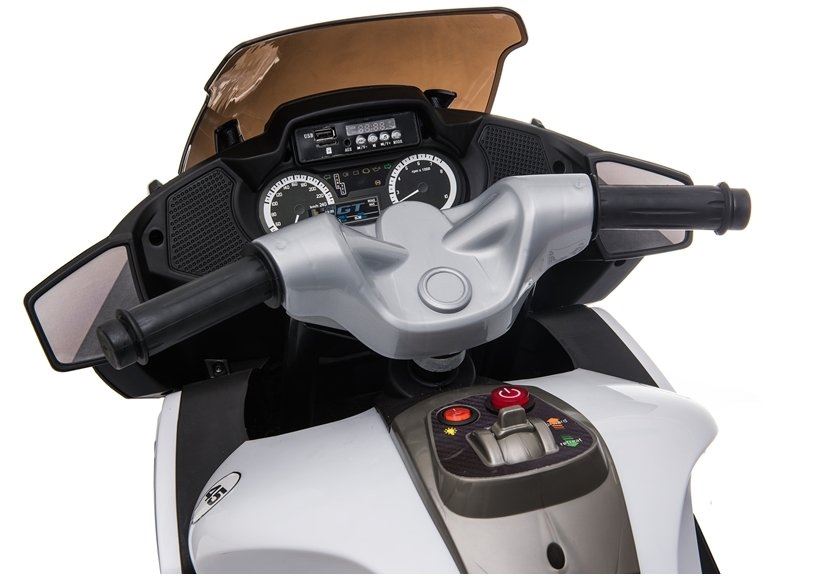 LeanToys L5168 detská elektrická motorka XMX609 - biela, 2x45W, predné LED, USB, MP3