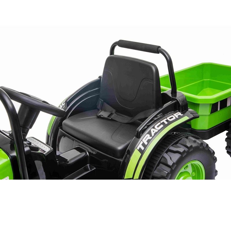 Elektrický Traktor POWER s vlečkou, zelený, Pohon zadných kolies, 12V batéria