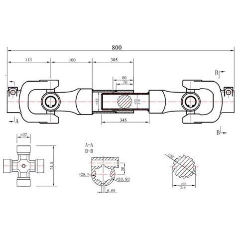 Kĺbový hriadeľ 80cm/12cm/25cm - GEKO G72310