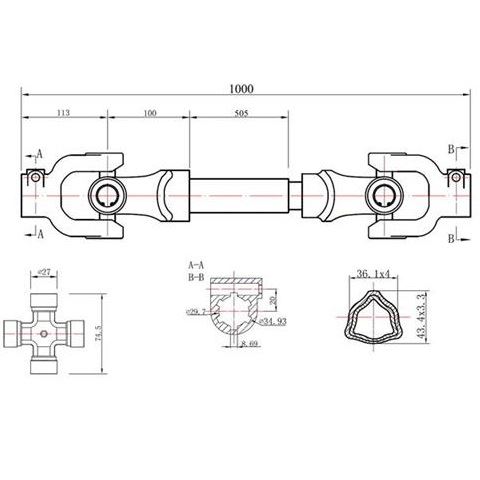 Kĺbový hriadeľ 100cm/12cm/25cm - GEKO G72301