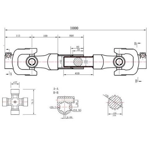 Kĺbový hriadeľ 100cm/12cm/25cm - GEKO G72311